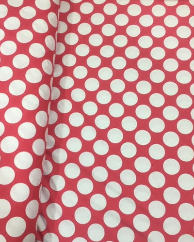 Pöttyös elasztikus fürdőruha anyag - RED/WHITE